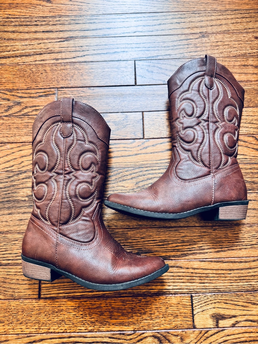 Cat & Jack Brown Western Embroidered Kids Boots